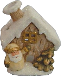 Сувенир Подсвечник Домик со снеговиком